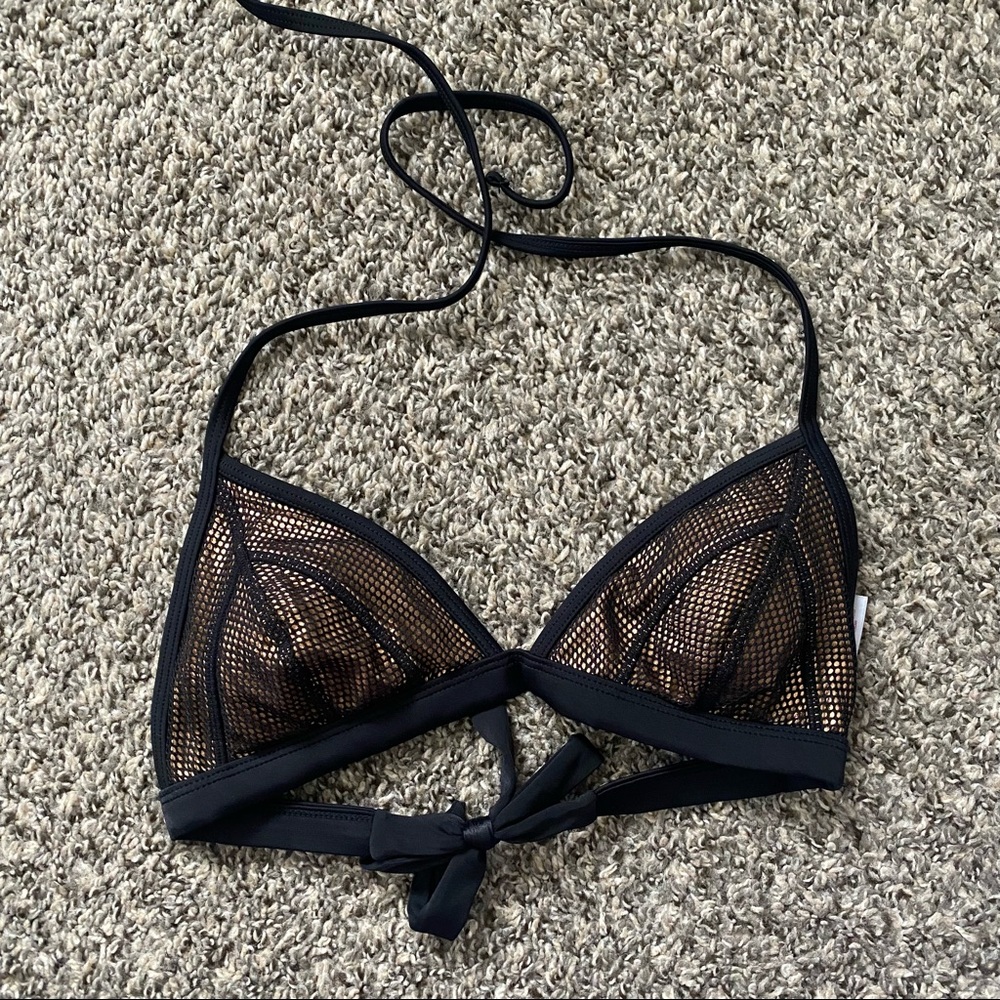 black rose gold mesh bikini top